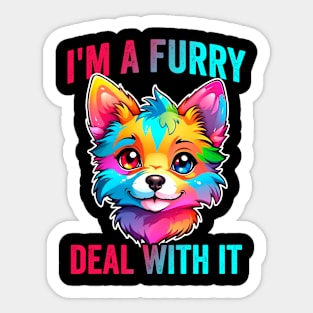 Im A Furry Fandom Quote Cute Fursona Anthro Art Sticker